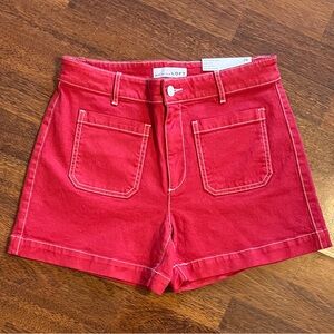 NWT LOFT Women's Red Jean Shorts size 26 the Palmer short